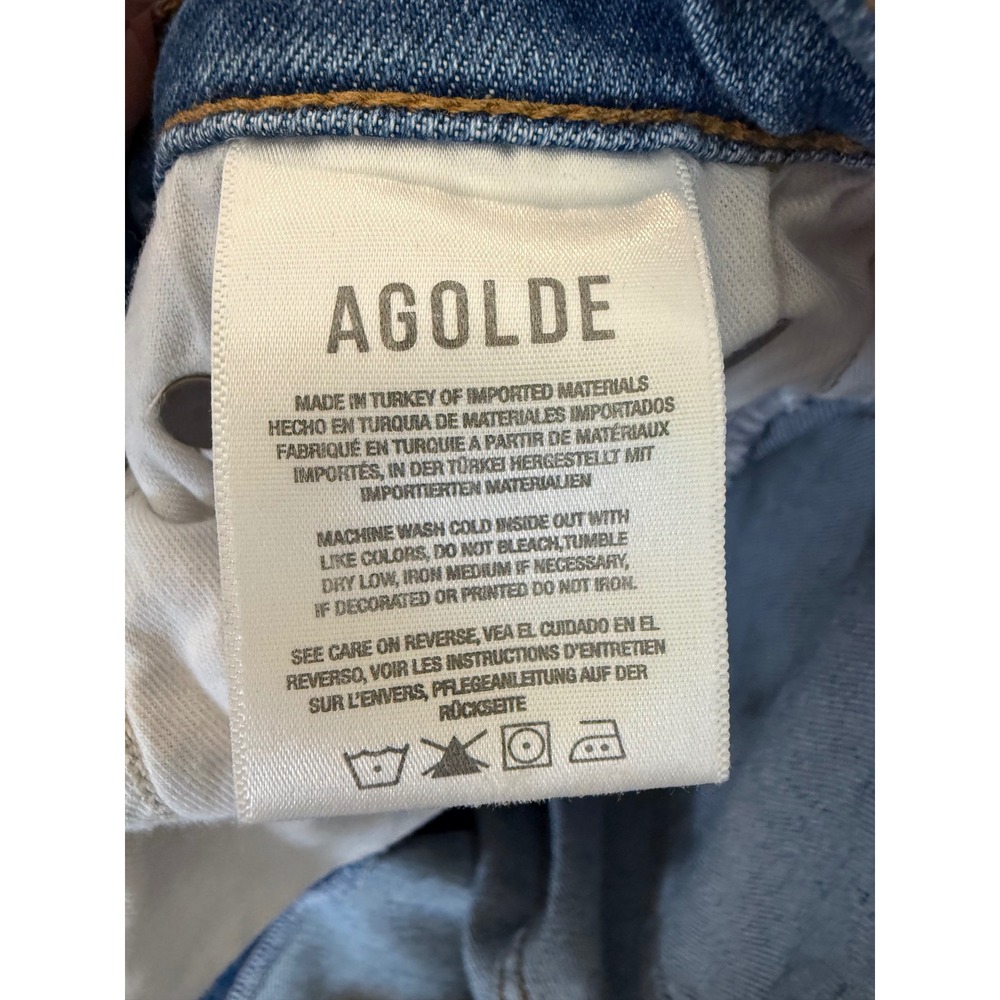 AGOLDE Lyle Low Rise Slim Jeans 5-Pocket Raw Hem Light Wash Stretch Size 27 - Picture 10 of 13